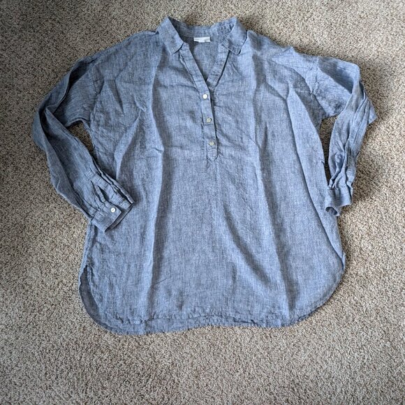 EUC  J Jill Linen shirt with roll up sleeves, Large Tall (L Tall) - Picture 1 of 8